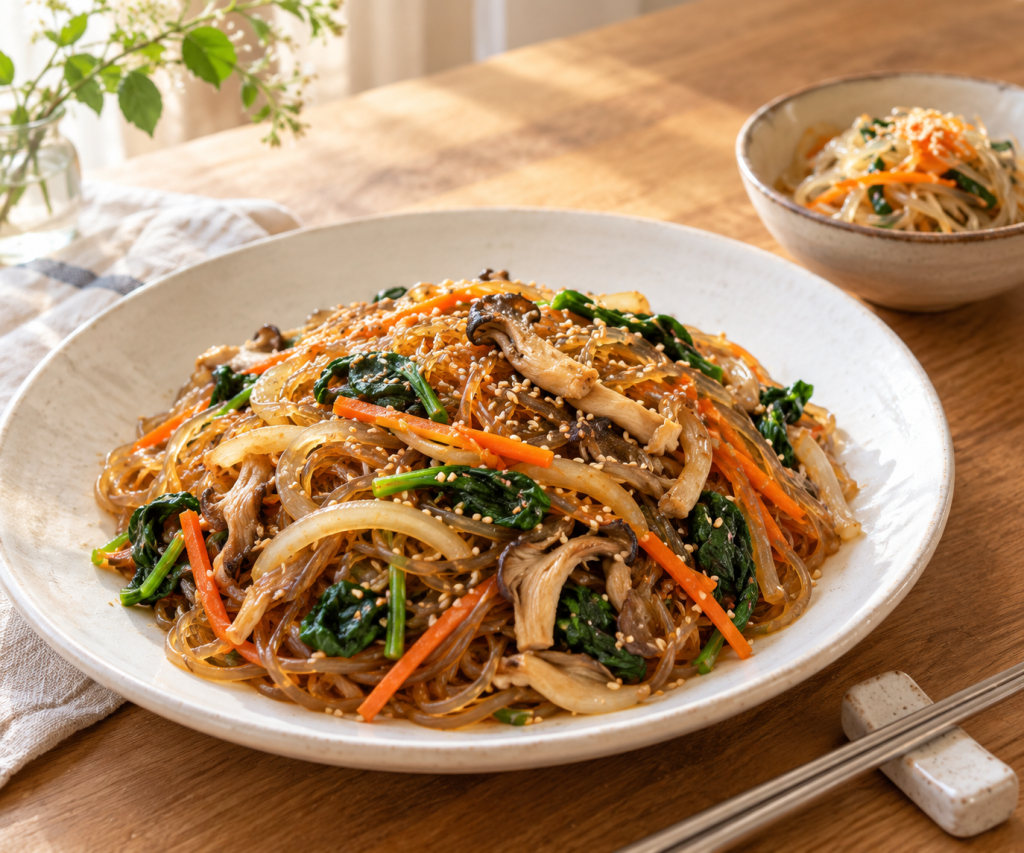Mushroom Japchae 101: Korean Glass Noodles Without&nbsp;Meat